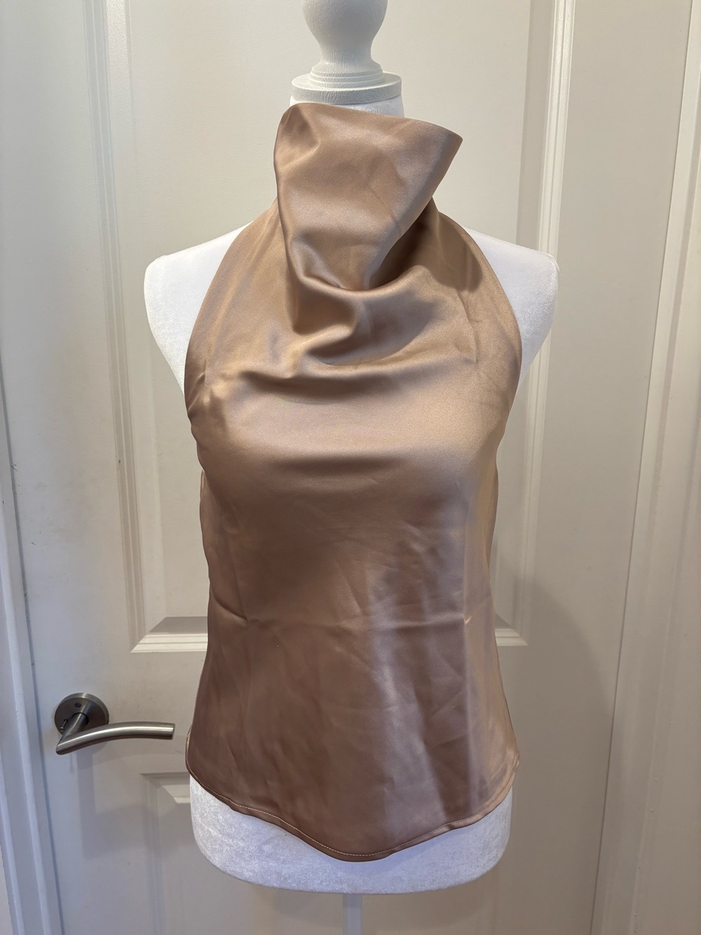 NWT Thirty Thirty Satin Halter Neck Top in Champagne Taupe - S